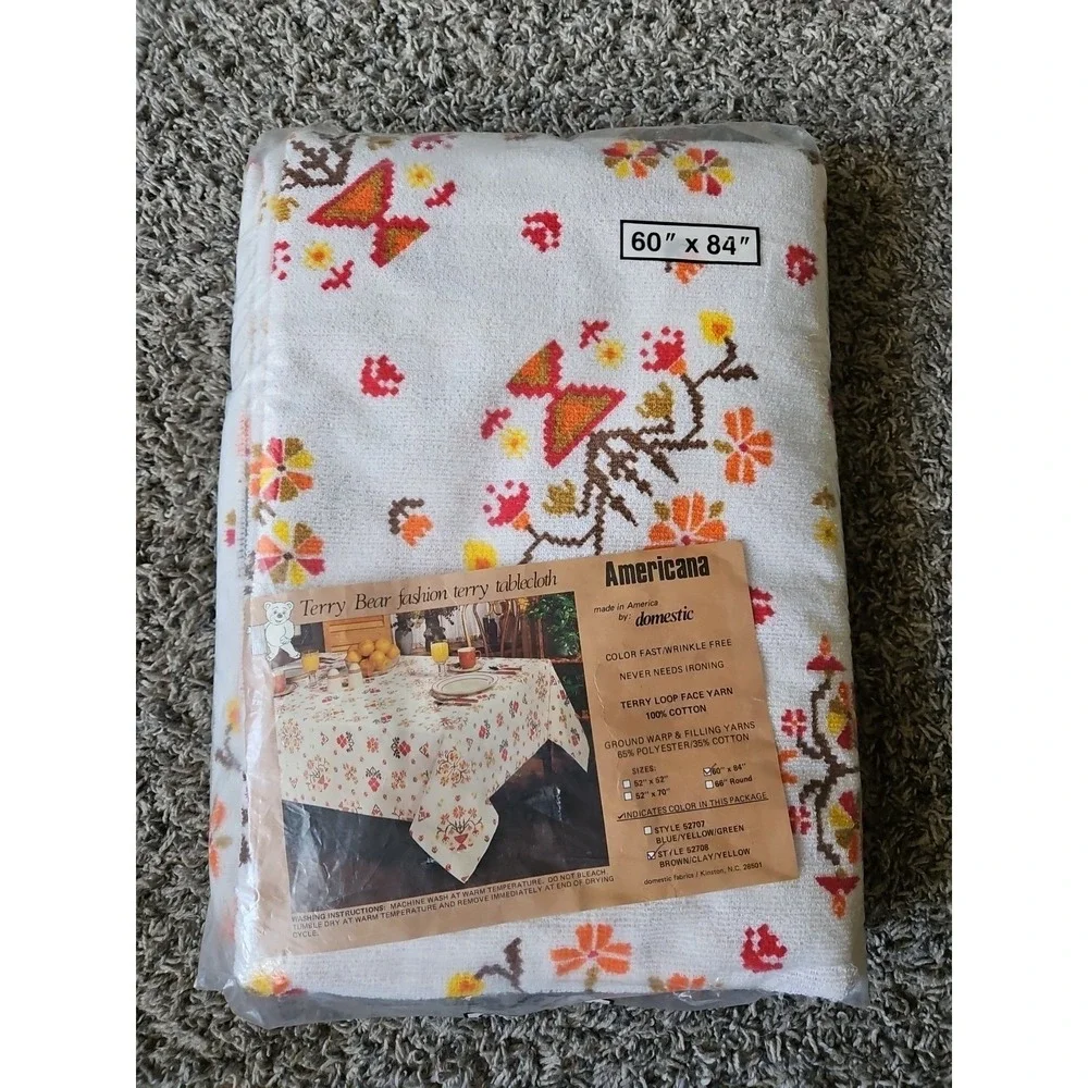 Terry‎ Bear Americana Tablecloth 60X84 by domestic Vintage Flower Power USA Made